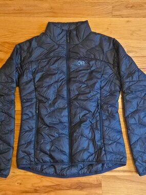 Outdoor Research SuperStrand LT Jacket Womens Size Small 289621 Blue Puffer